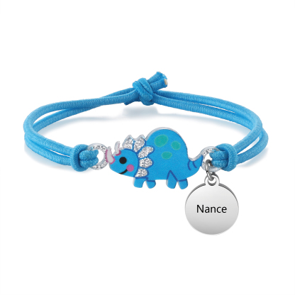 Personalisierter Name Dinos Gummiband Armband- Für das Schulkind-Schulanfang Geschenk mit Nachrichtenkarte