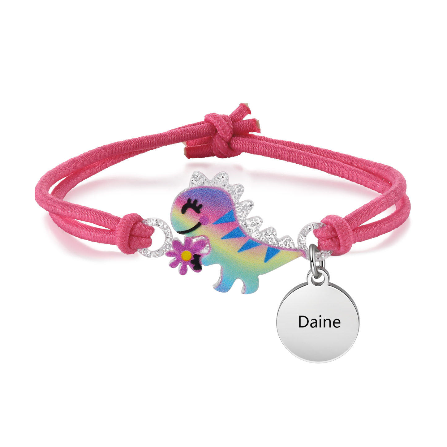Personalisierter Name Dinos Gummiband Armband- Für das Schulkind-Schulanfang Geschenk mit Nachrichtenkarte