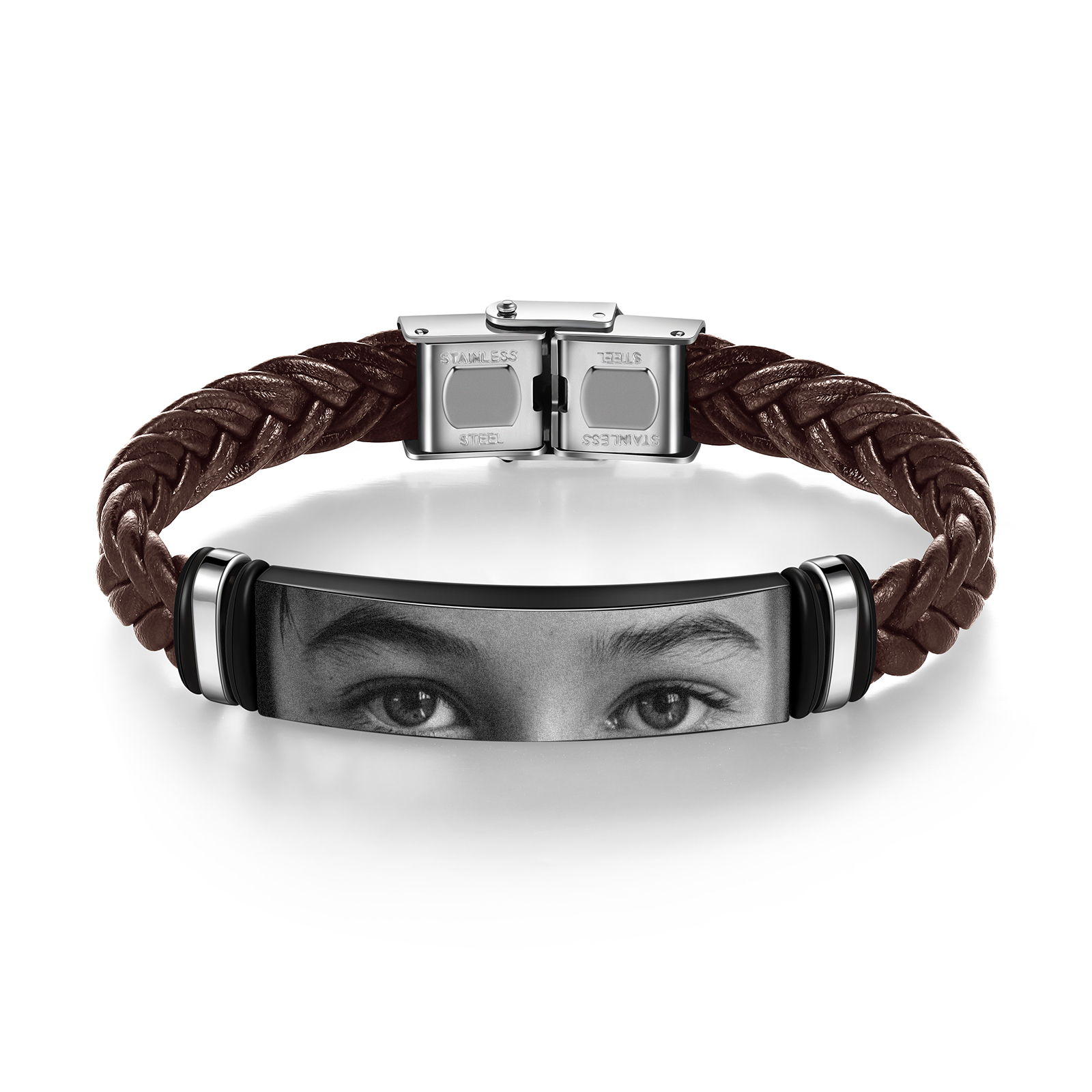 Herren Personalisiertes Foto Leder Edelstahl Armband – Ein einzigartiges Geschenk