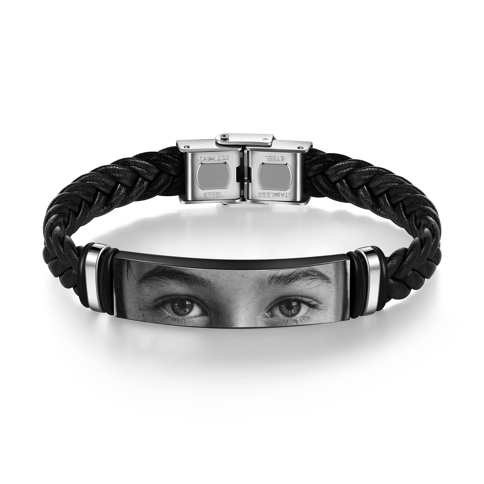 Herren Personalisiertes Foto Leder Edelstahl Armband – Ein einzigartiges Geschenk