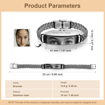 Herren Personalisiertes Foto Leder Edelstahl Armband – Ein einzigartiges Geschenk