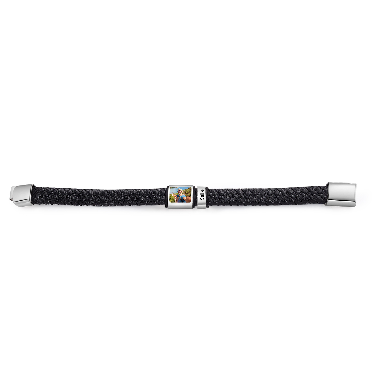 Herren Schmuck – Personalisiertes 1 Foto & 1 Name Leder Armband – Einzigartiges Geschenk