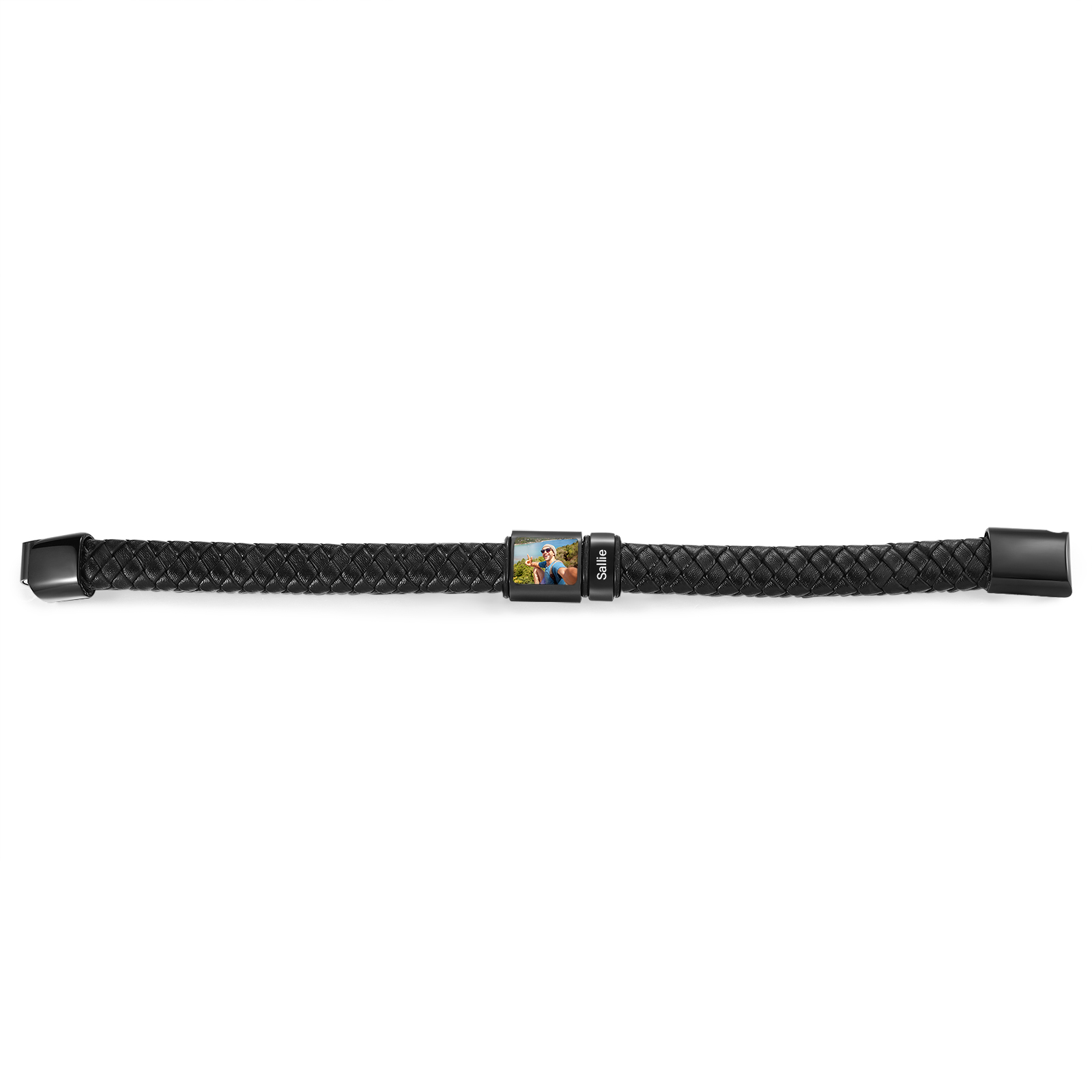 Herren Schmuck – Personalisiertes 1 Foto & 1 Name Leder Armband – Einzigartiges Geschenk