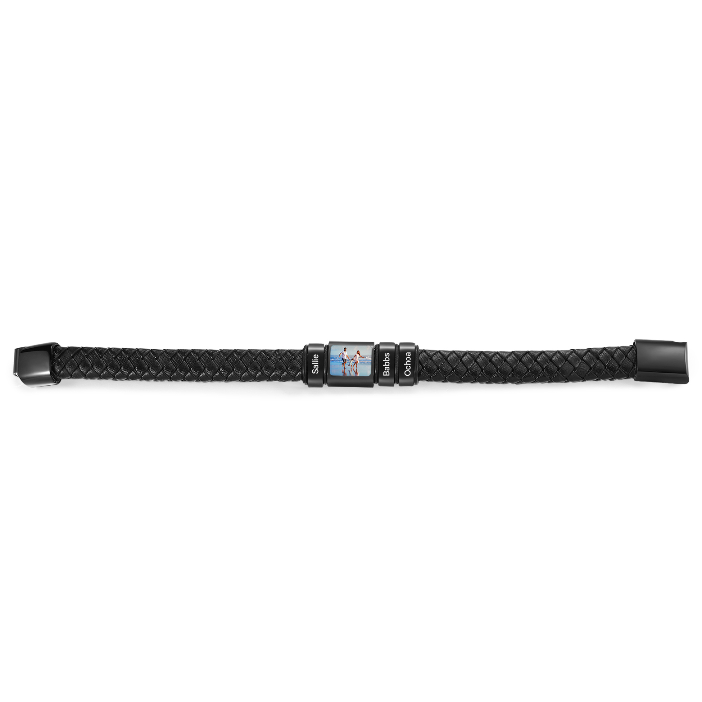[Copy]Herren Schmuck – Personalisiertes 1 Foto & 3 Namen Leder Armband – Einzigartiges Geschenk