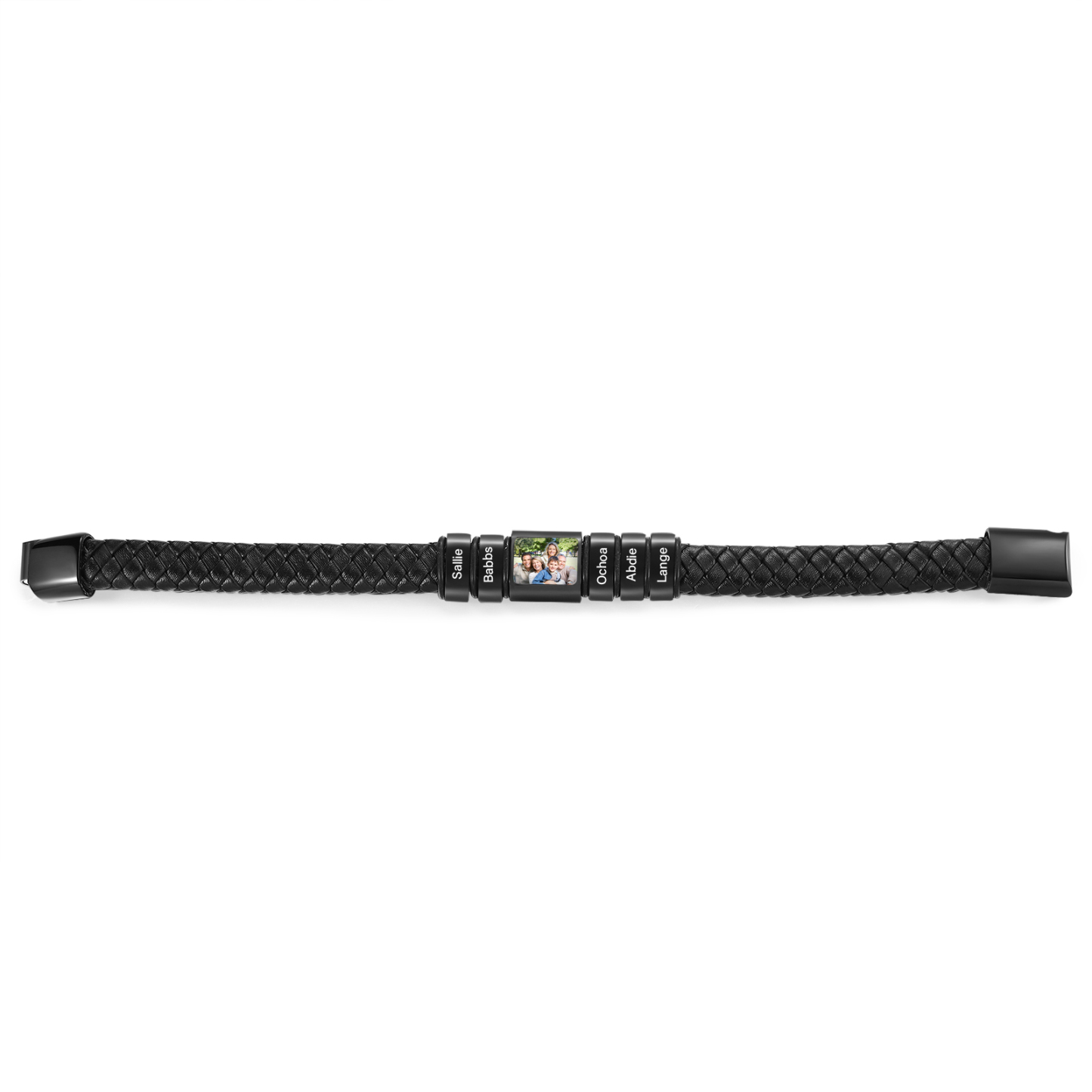 Herren Schmuck – Personalisiertes 1 Foto & 5 Namen Leder Armband – Einzigartiges Geschenk