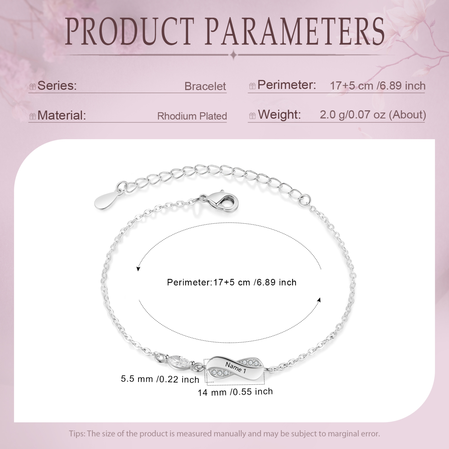 Personalisierbares 1 Name Unendlichkeits Armband f