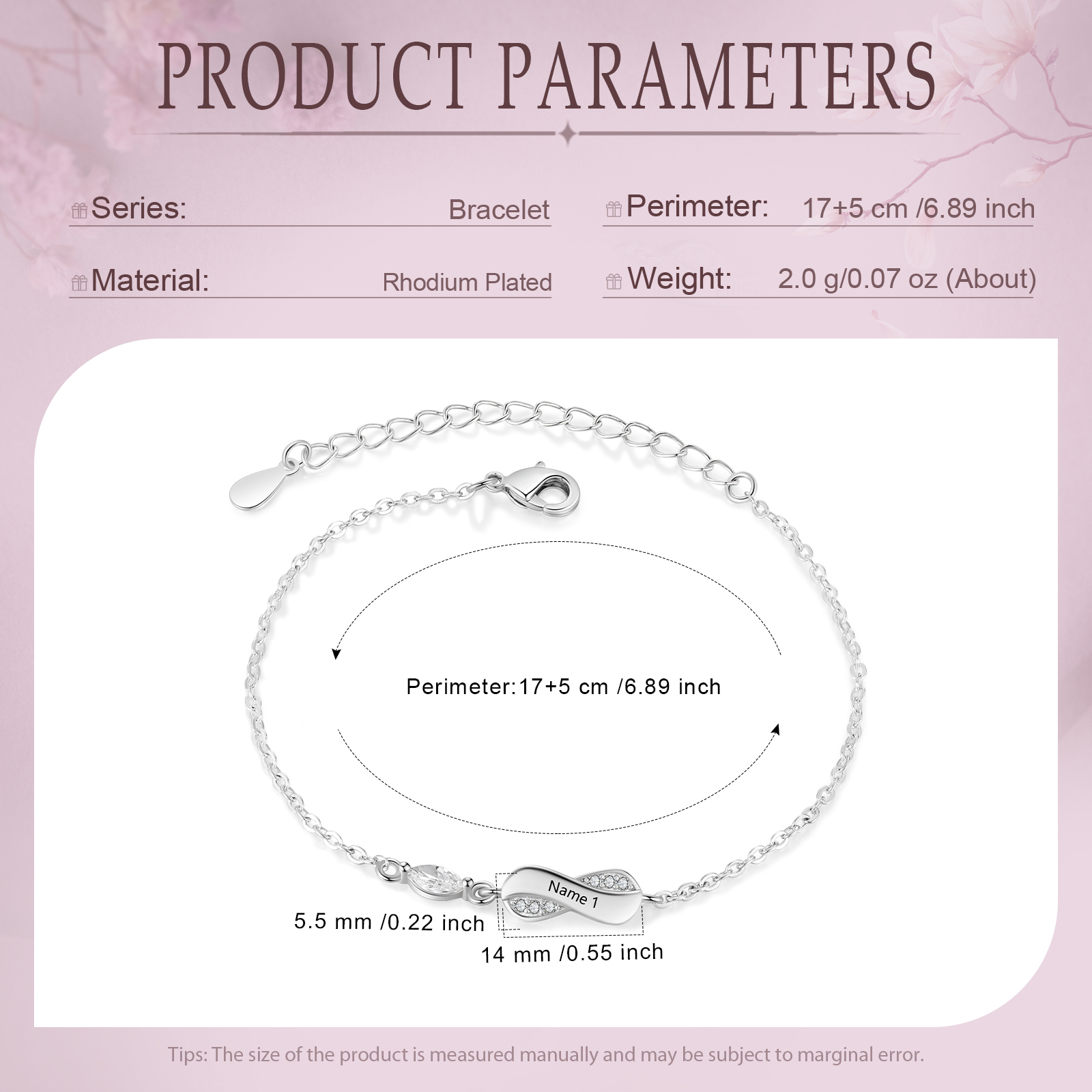 Personalisierbares 1 Name Unendlichkeits Armband f