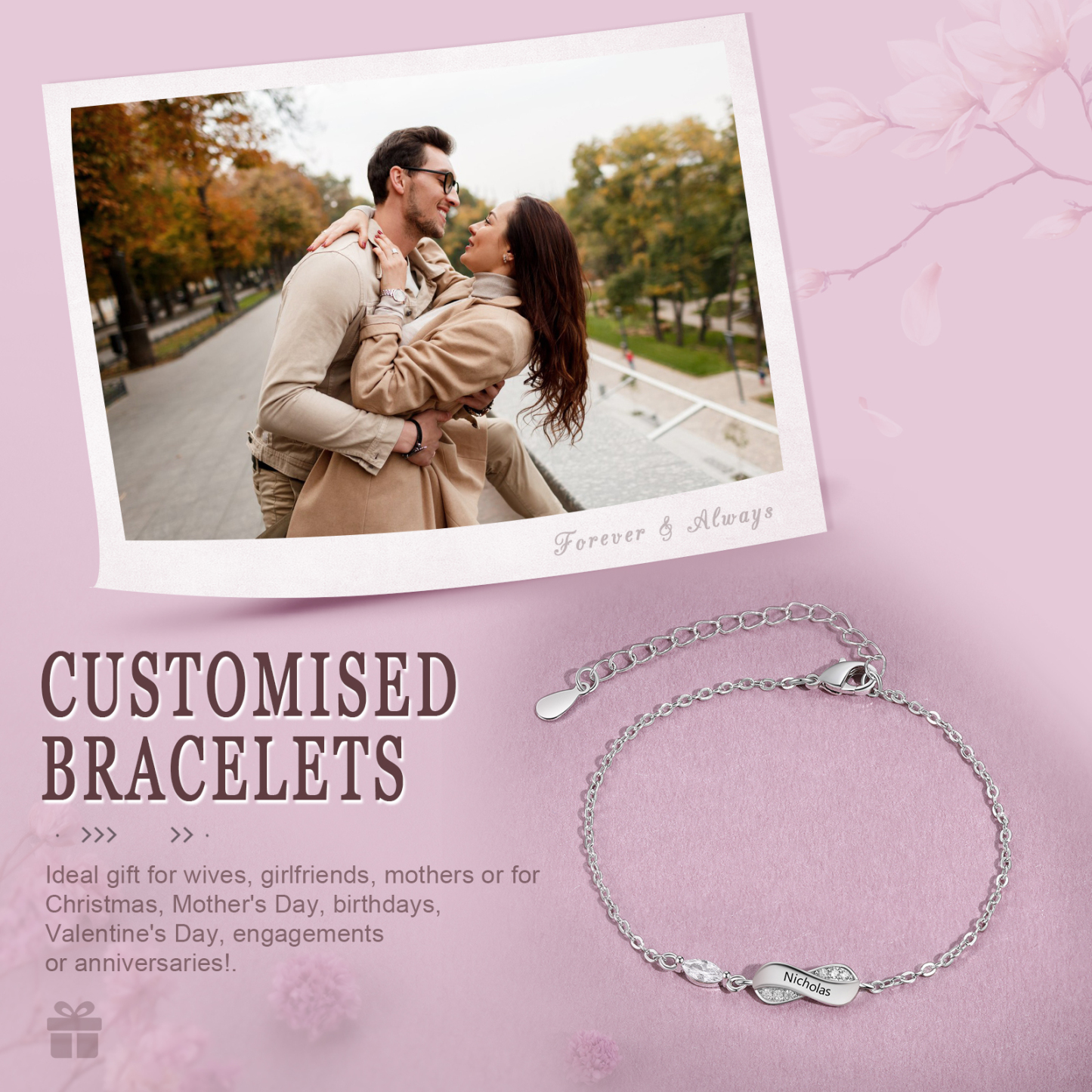 Personalisierbares 1 Name Unendlichkeits Armband f
