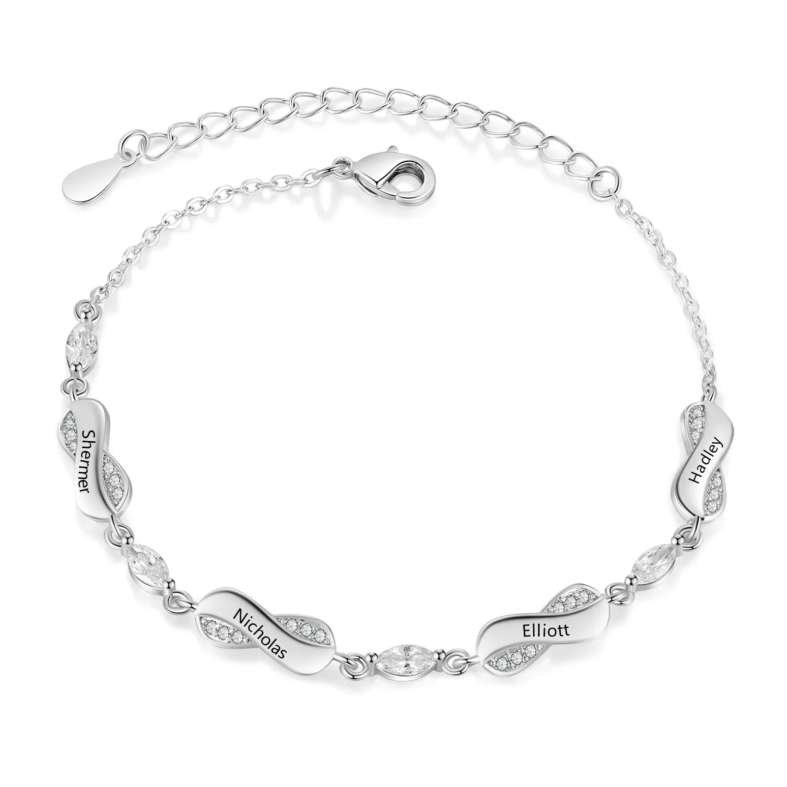  Personalisierbares 1-5 Namen Unendlichkeits Armband Familie