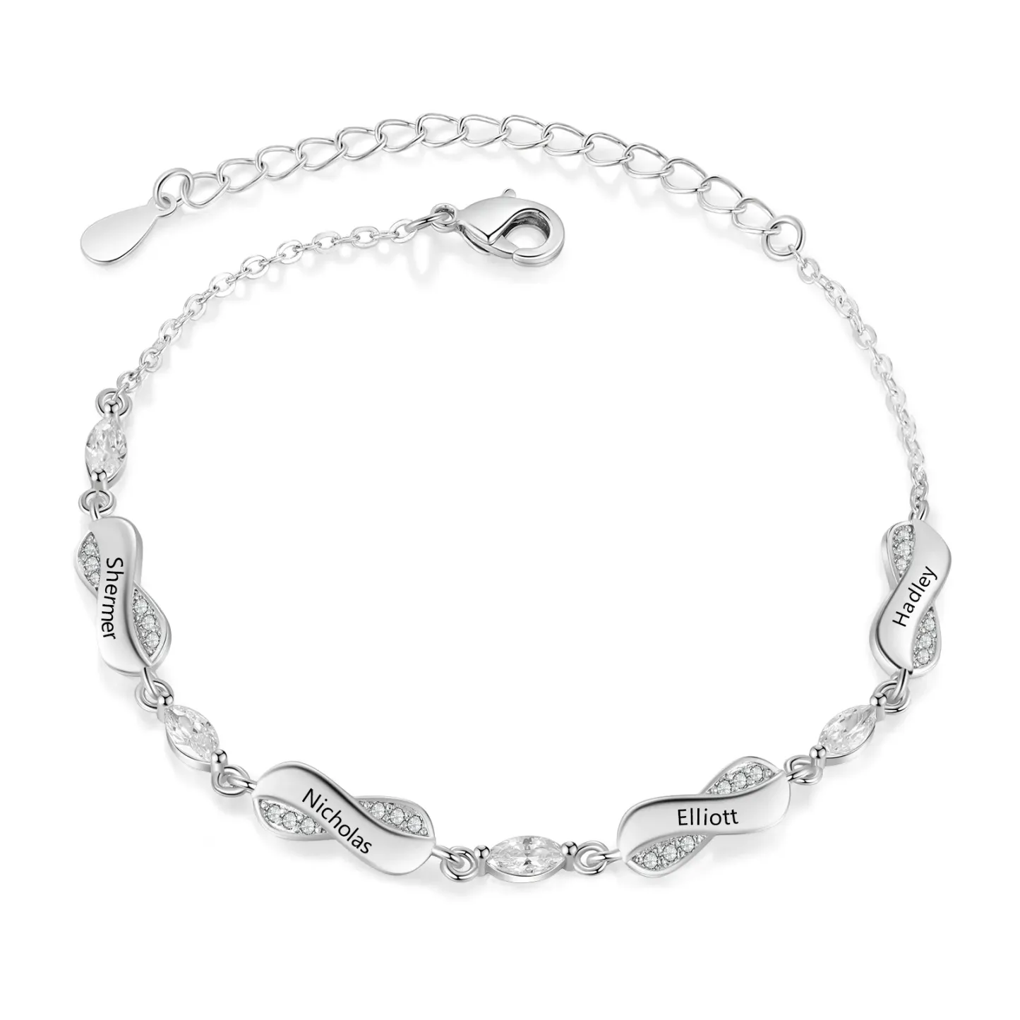  Personalisierbares 1-5 Namen Unendlichkeits Armband Familie