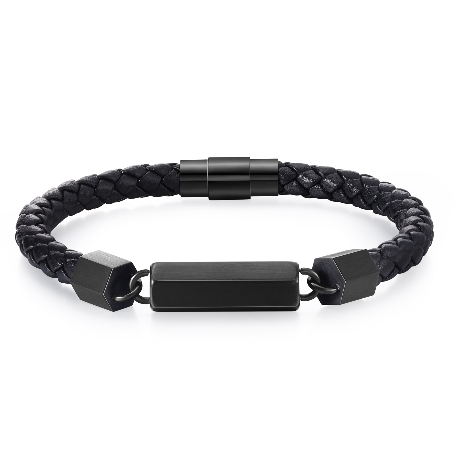 Personalisierte 6 Namen Vintage PU-Leder & Edelstahl Armband für Herren – Ideales Geschenk für Väter Großvater