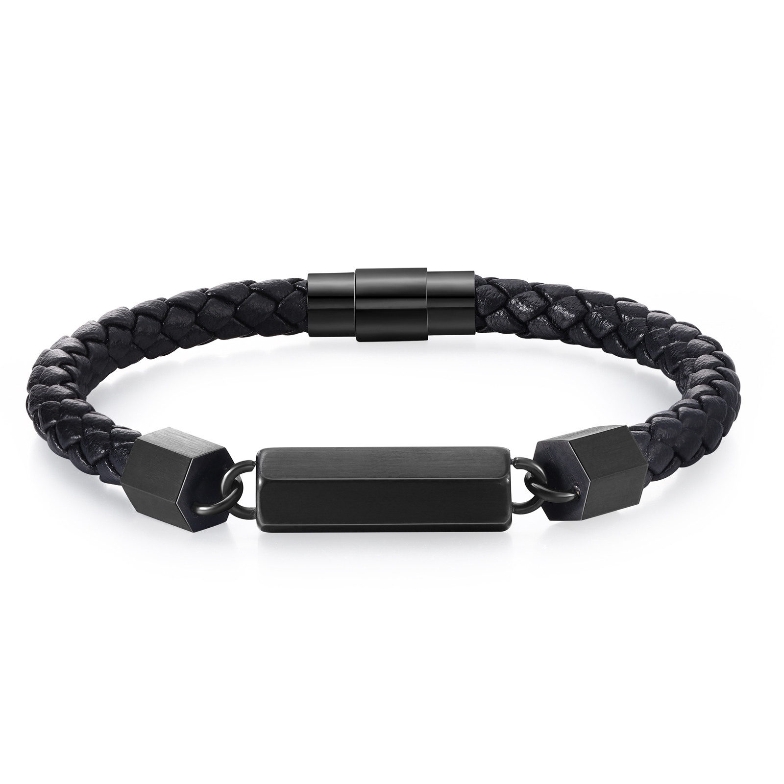 Personalisierte 4 Namen Vintage PU-Leder & Edelstahl Armband für Herren – Ideales Geschenk für Väter Großvater