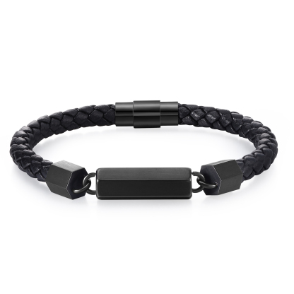 Personalisierte 6 Namen Vintage PU-Leder & Edelstahl Armband für Herren – Ideales Geschenk für Väter Großvater