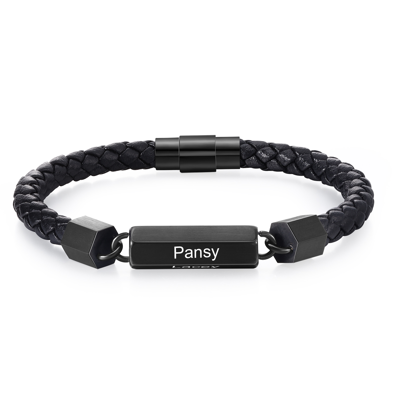 Personalisierte 2 Name Vintage PU-Leder & Edelstahl Armband für Herren – Ideales Geschenk für Väter Großvater