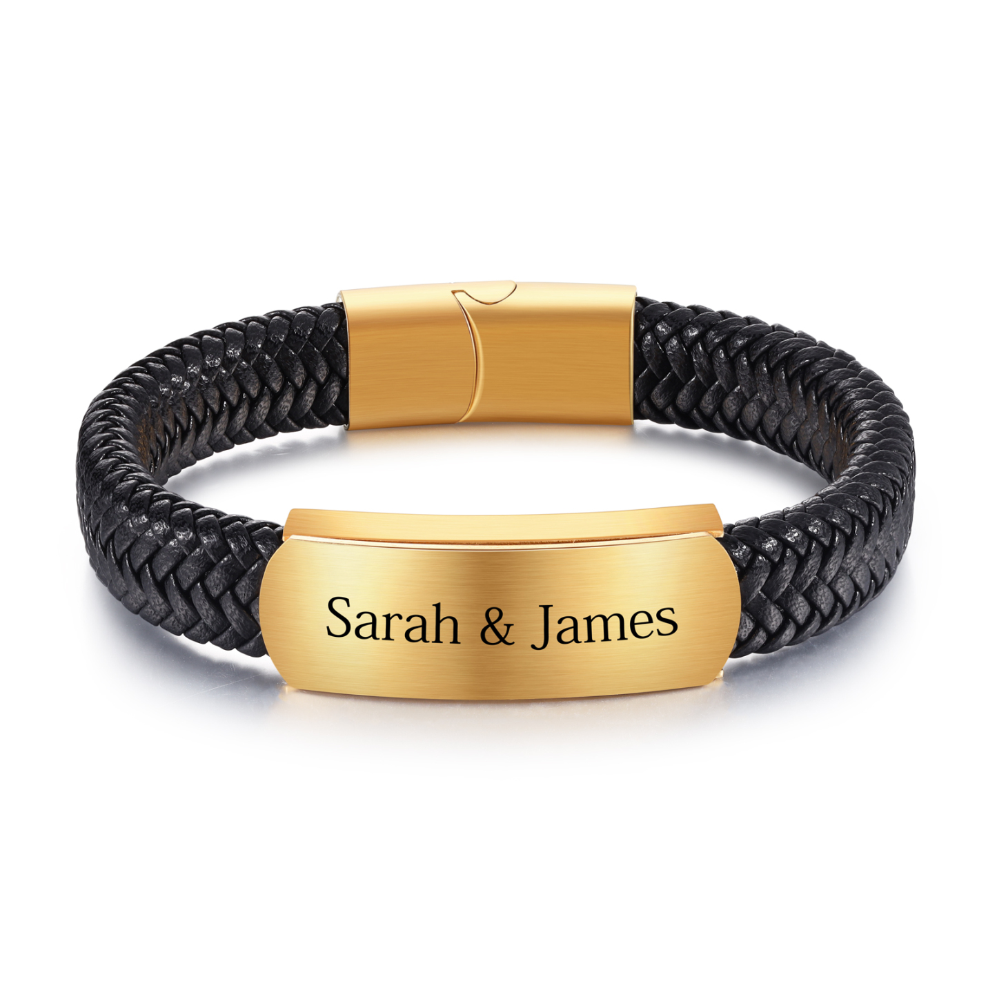 Personalisierter 1 Text Herrenarmband PU-Leder & Edelstahl – Elegantes Geschenk für Väter Vatertag