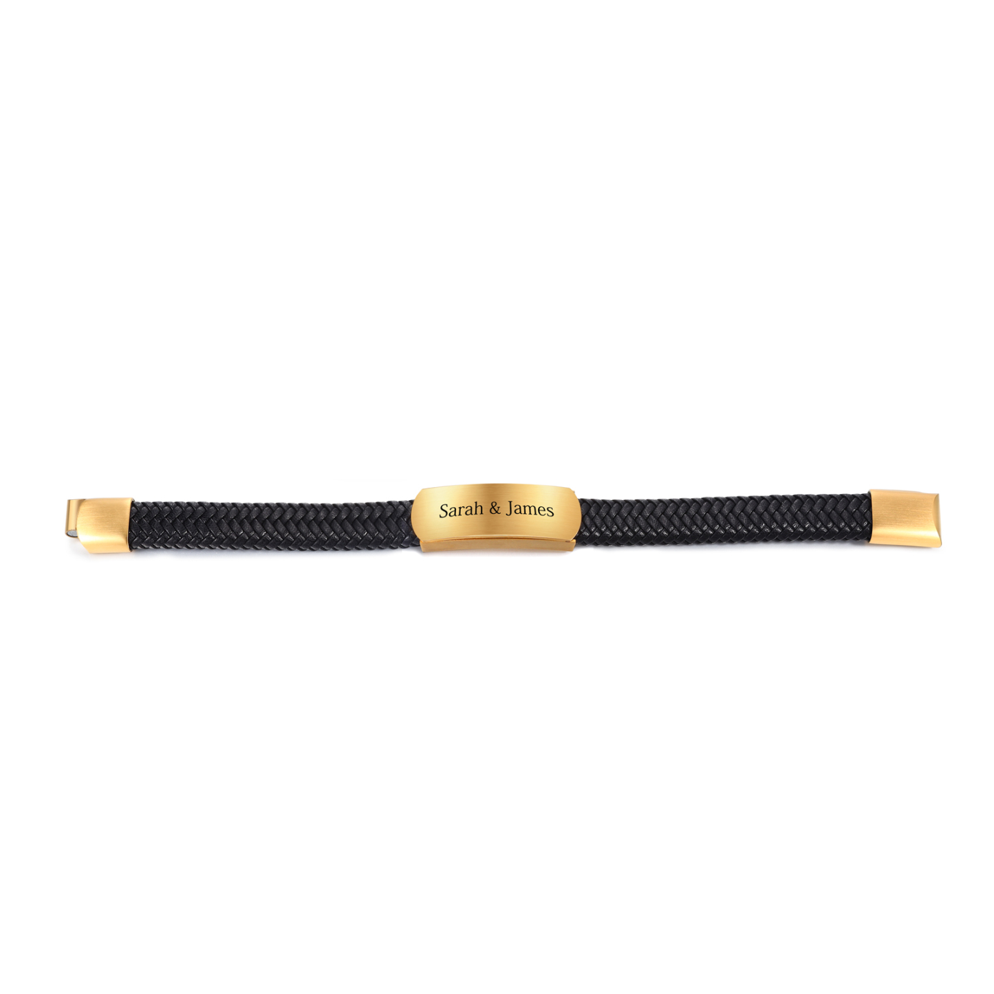 Personalisierter 1 Text Herrenarmband PU-Leder & Edelstahl – Elegantes Geschenk für Väter Vatertag