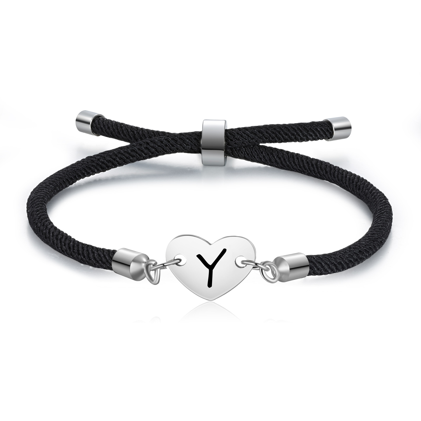 Kettenmachen Personalisierter 1 Buchstabe Herz Armband mit Baumwollseil 16.99