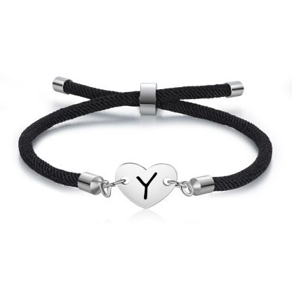Kettenmachen Personalisierter 1 Buchstabe Herz Armband mit Baumwollseil 16.99