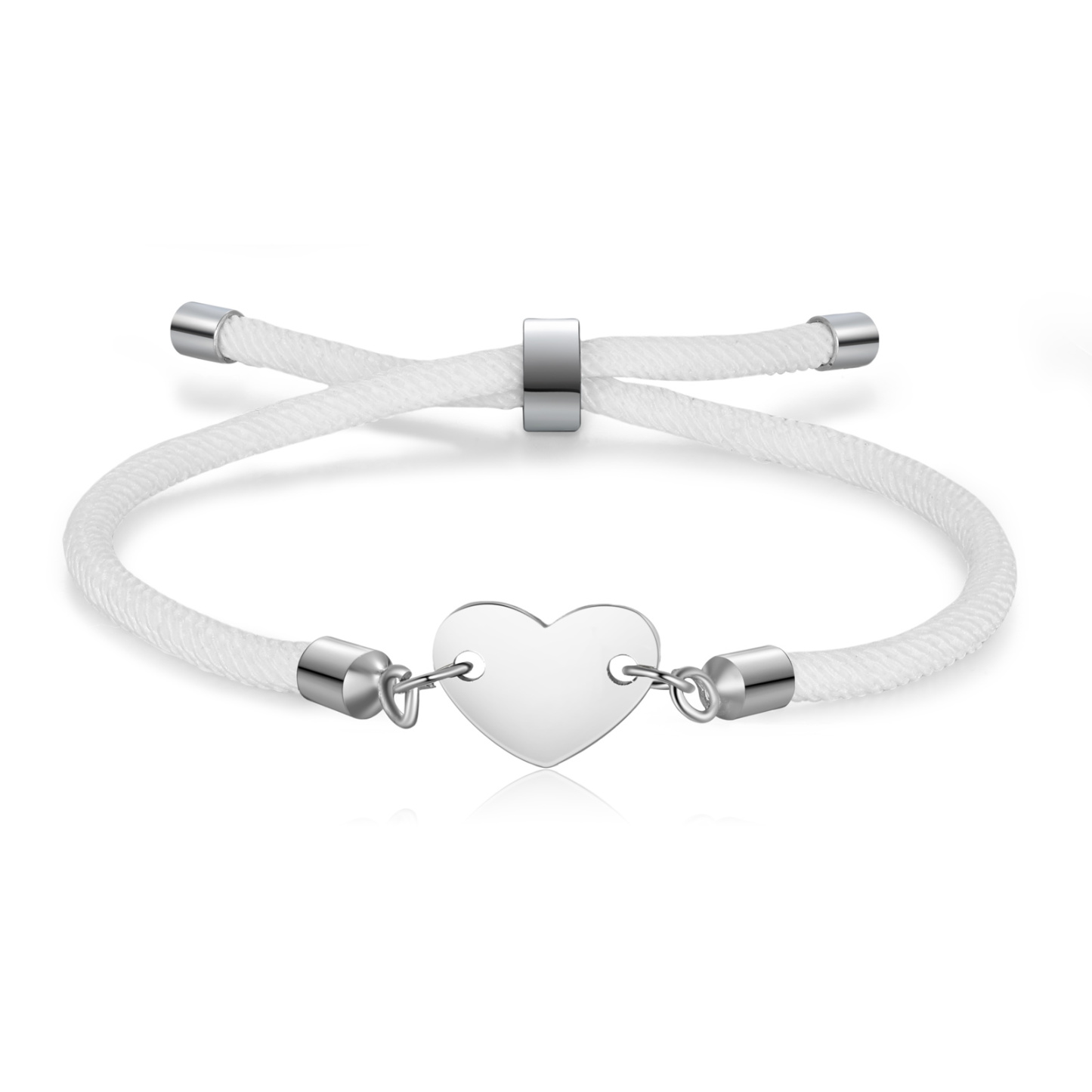 Personalisierter 1 Buchstaben Herz Armband mit Baumwollseil in Schwarz & Weiß & Rosa