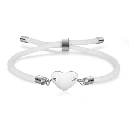 Personalisierter 1 Buchstaben Herz Armband mit Baumwollseil in Schwarz & Weiß & Rosa