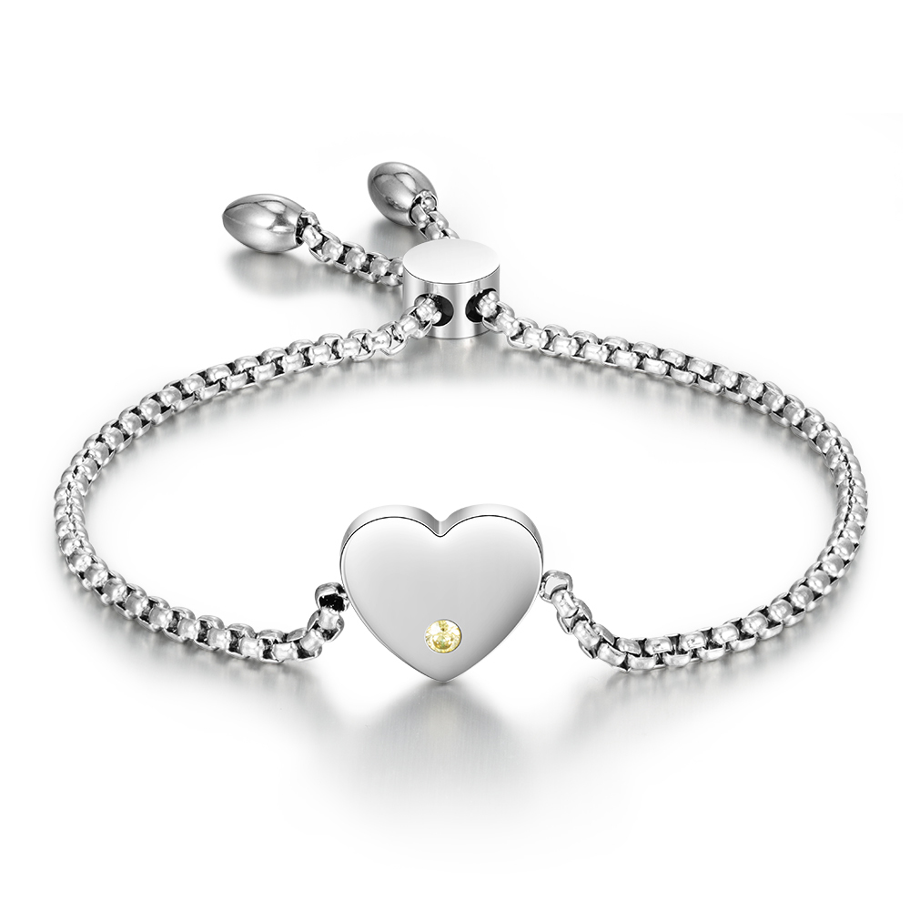 Personalisierter 1 Name & 1 Geburtsstein & Jahr Herz Armband– Einzigartiges Geschenk