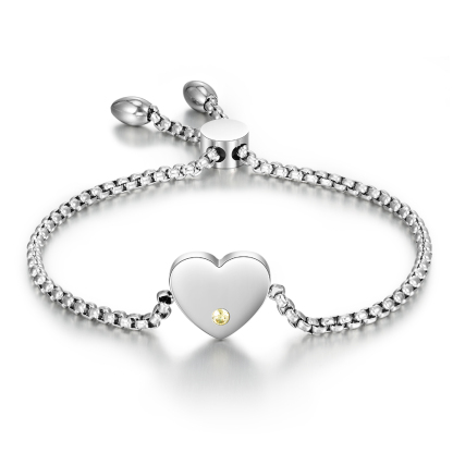Personalisierter 1 Name & 1 Geburtsstein & Jahr Herz Armband– Einzigartiges Geschenk