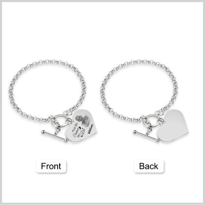 Personalisierte 1 Name & Foto Edelstahl Armband mit Herzanhänger – Gedenkarmband für immer – Erinnerungsgeschenk