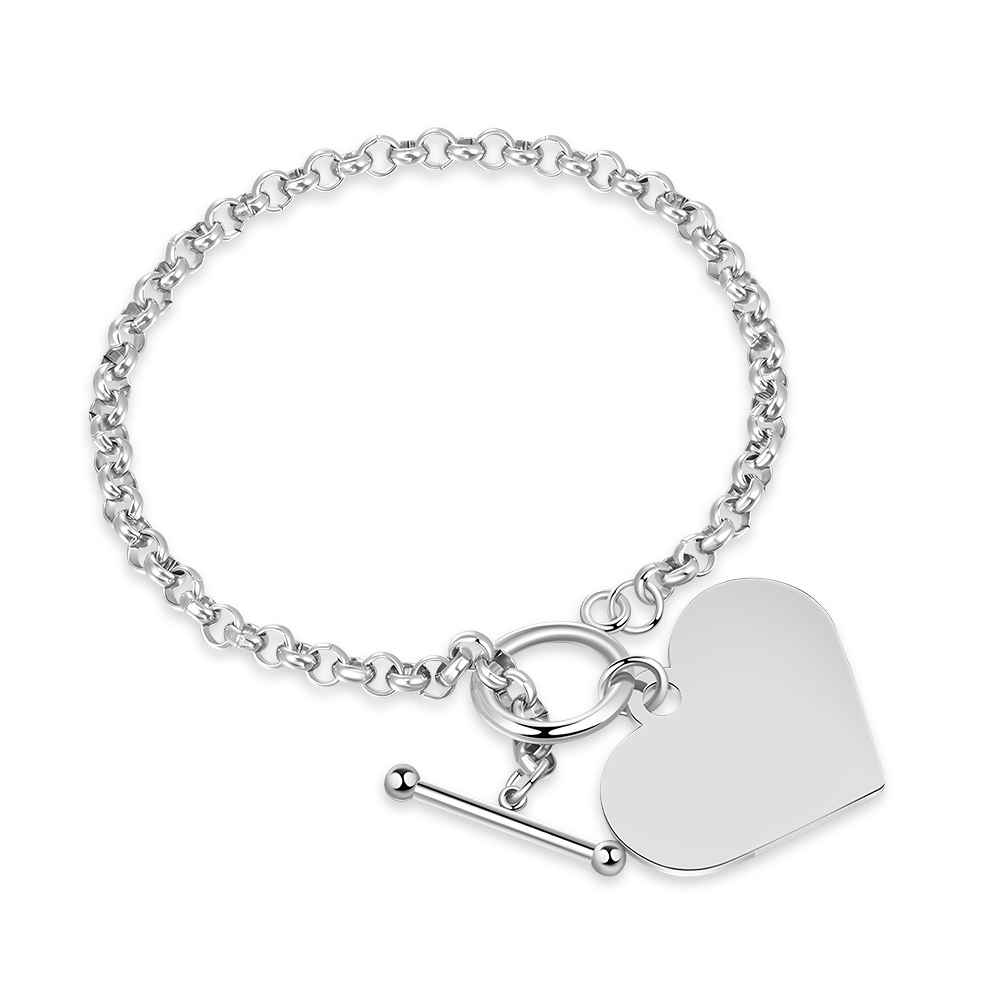 Personalisierte 1 Name & Foto Edelstahl Armband mit Herzanhänger – Gedenkarmband für immer – Erinnerungsgeschenk