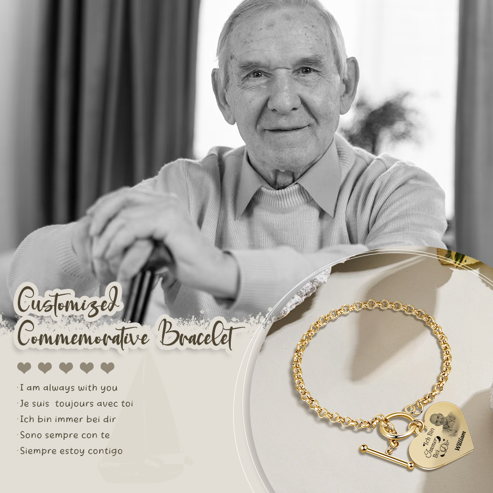 Personalisierte 1 Name & Foto Edelstahl Armband mit Herzanhänger – Gedenkarmband für immer – Erinnerungsgeschenk