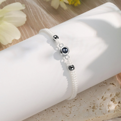 Personalisiertes 1 Foto Projektion Armband mit schwarz/ weiß geflochtenem Band