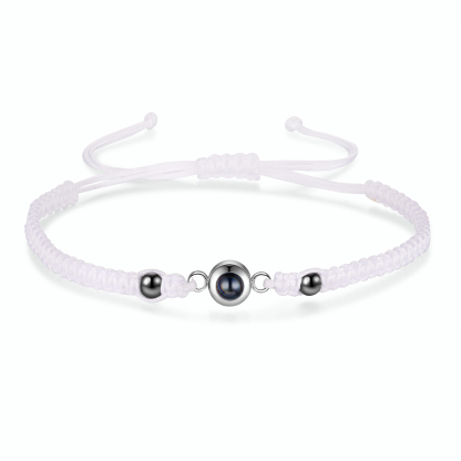 Personalisiertes 1 Foto Projektion Armband mit schwarz/ weiß geflochtenem Band