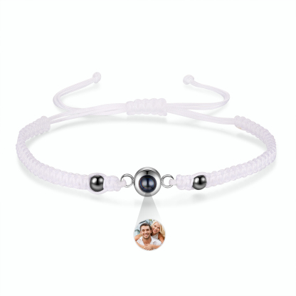 Personalisiertes 1 Foto Projektion Armband mit schwarz/ weiß geflochtenem Band