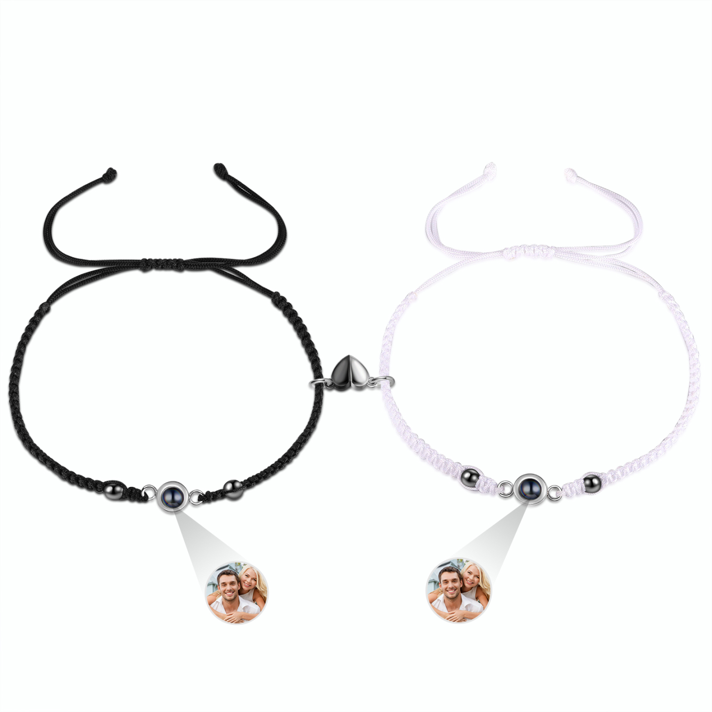 Personalisierte 2 Fotos Projektion Herz/Hand-in-Hand Magnetische Armbä