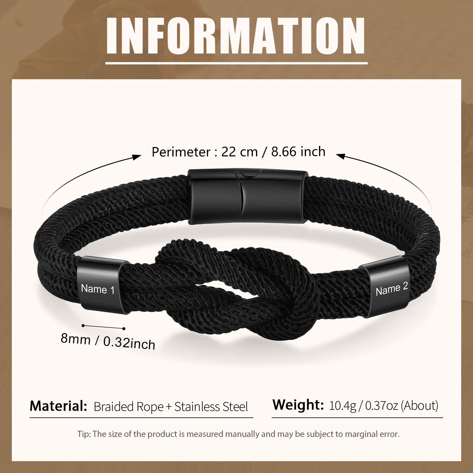 Personalisierte 1-4 Namen Herren Edelstahl & Leder Geflochtenes Armband – Perfektes Geschenk