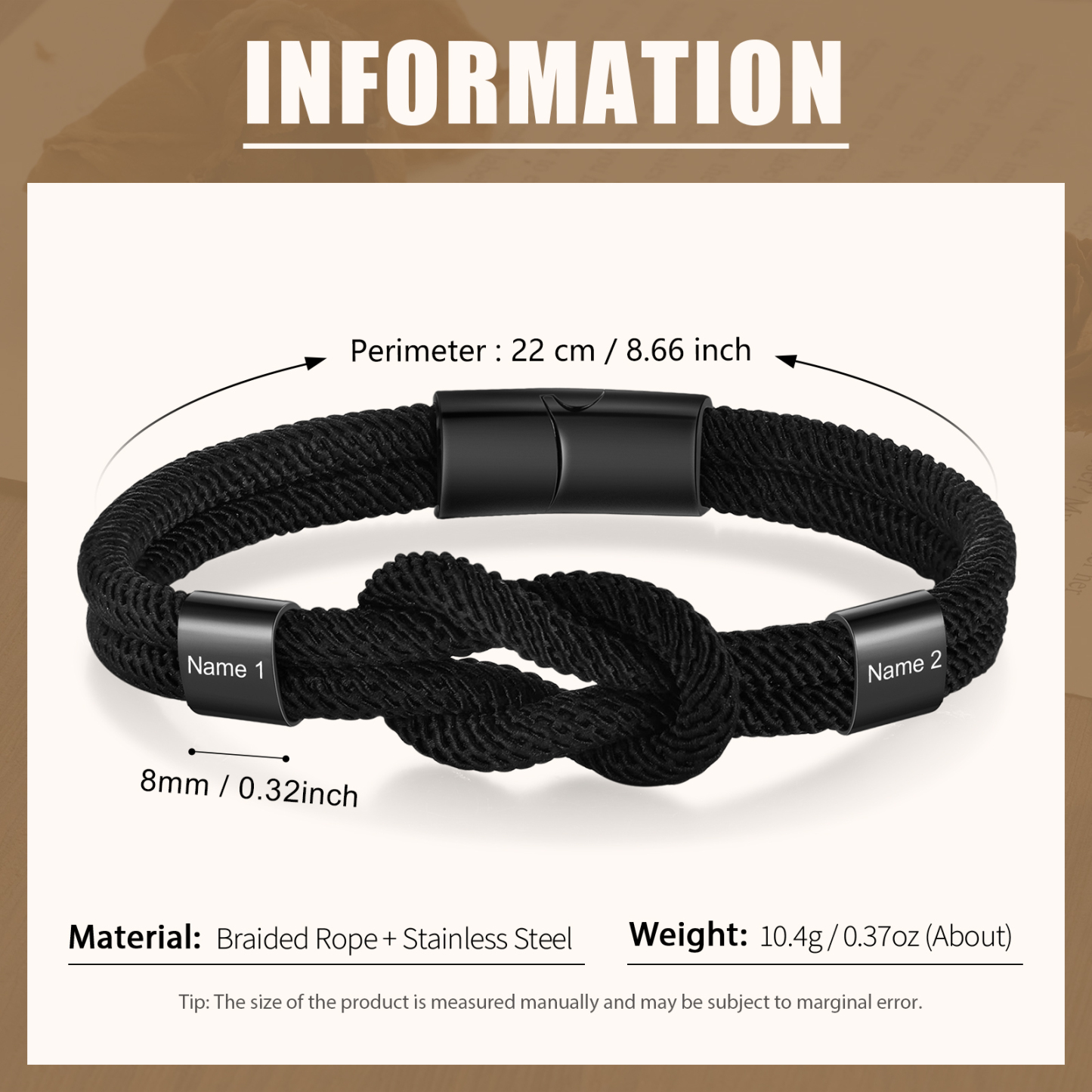 Personalisierte 1-4 Namen Herren Edelstahl & Leder Geflochtenes Armband – Perfektes Geschenk