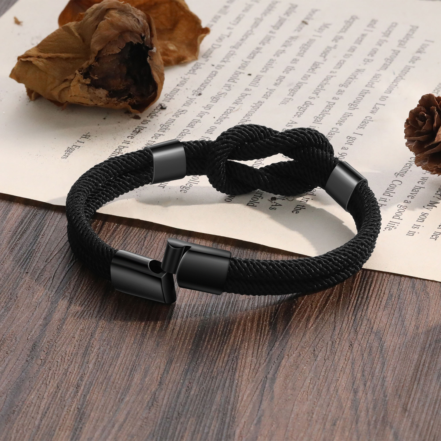 Personalisierte 1-4 Namen Herren Edelstahl & Leder Geflochtenes Armband – Perfektes Geschenk