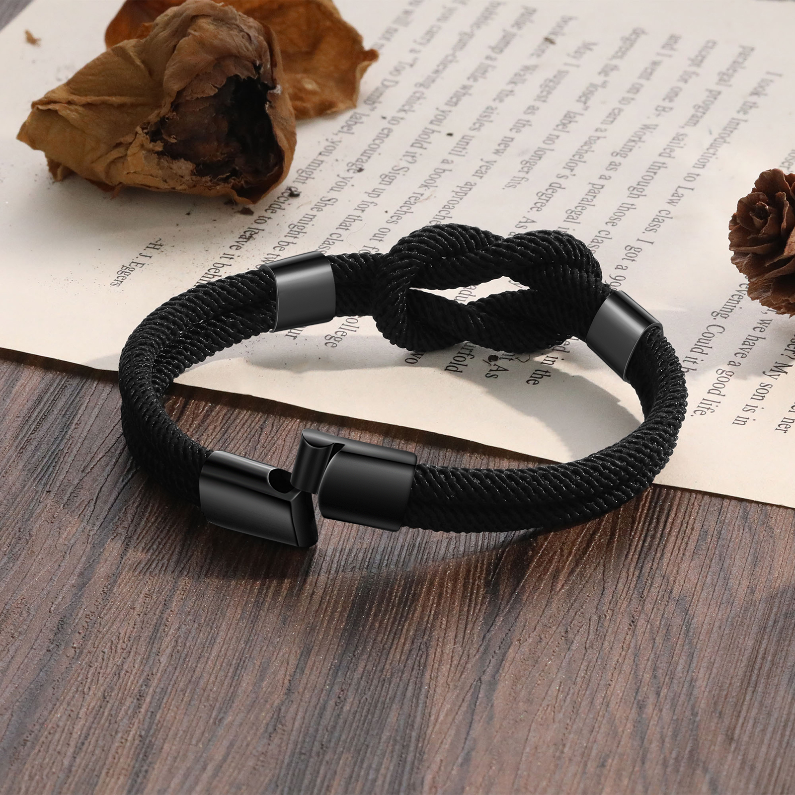 Personalisierte 1-4 Namen Herren Edelstahl & Leder Geflochtenes Armband – Perfektes Geschenk