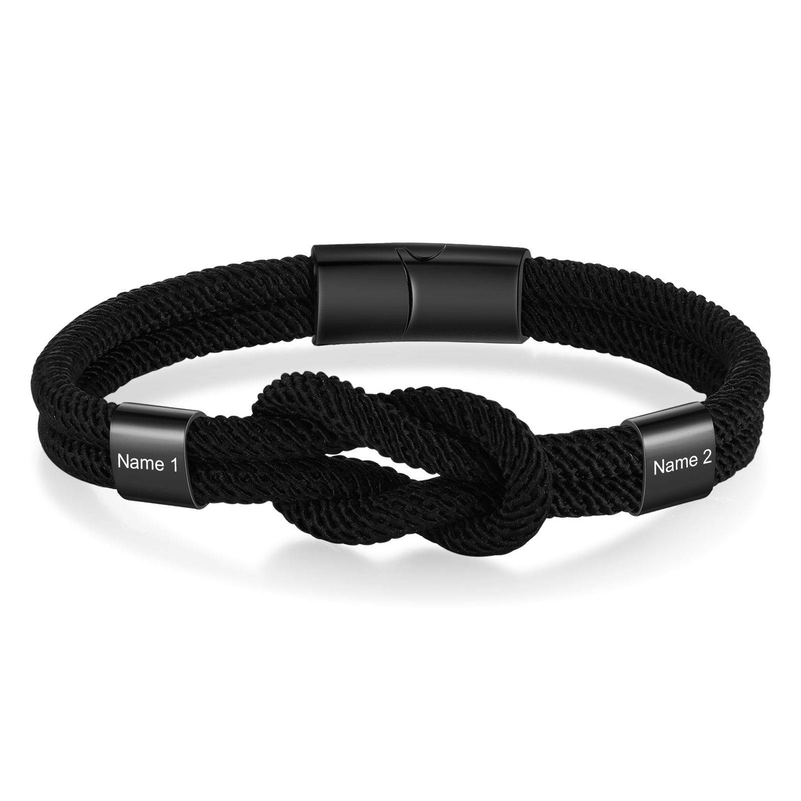 Personalisierte 1-4 Namen Herren Edelstahl & Leder Geflochtenes Armband – Perfektes Geschenk