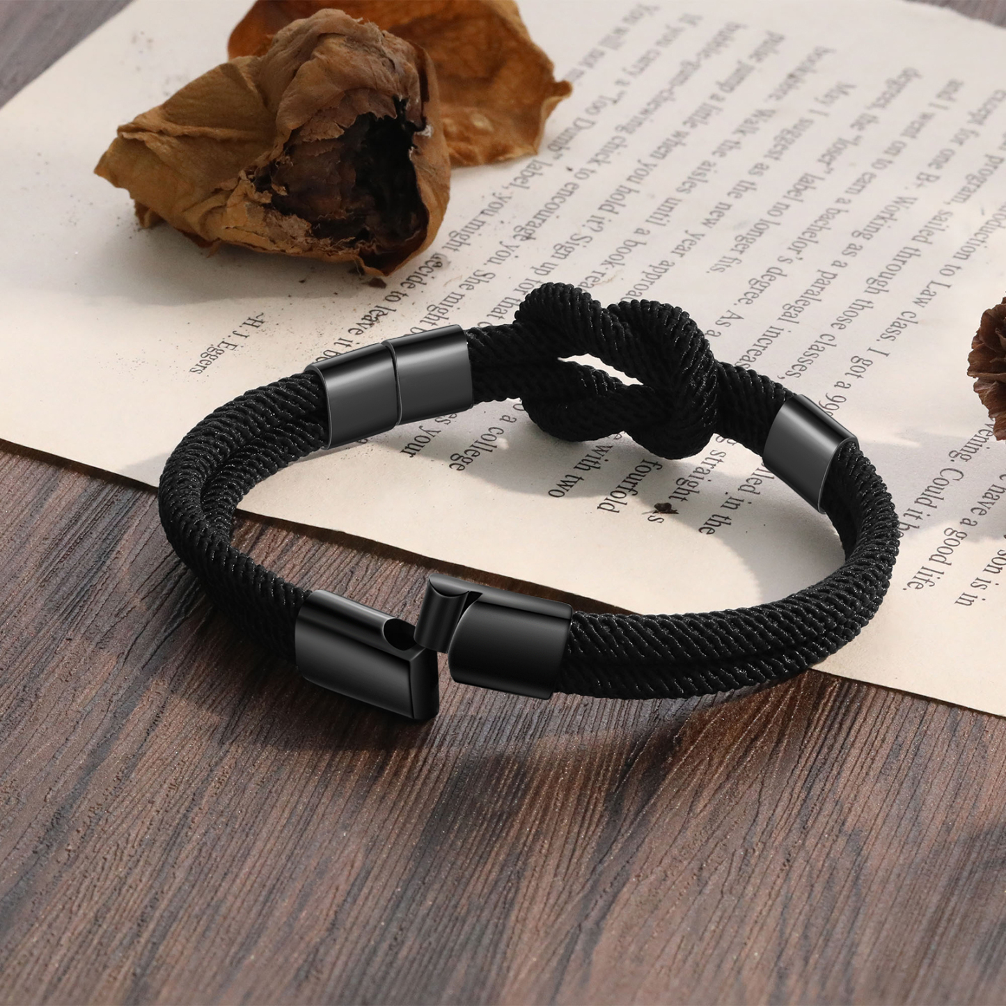 Personalisierte 1-4 Namen Herren Edelstahl & Leder Geflochtenes Armband – Perfektes Geschenk