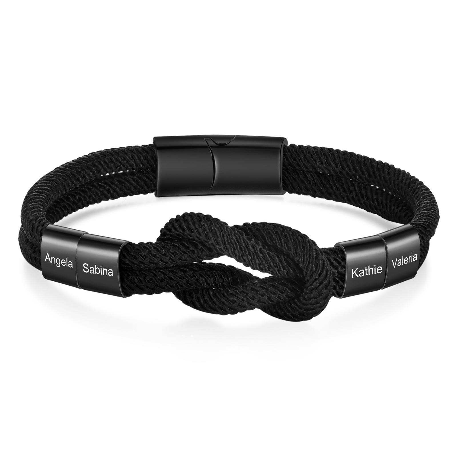 Personalisierte 1-4 Namen Herren Edelstahl & Leder Geflochtenes Armband – Perfektes Geschenk