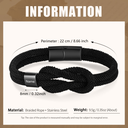 Personalisierte 1-4 Namen Herren Edelstahl & Leder Geflochtenes Armband – Perfektes Geschenk