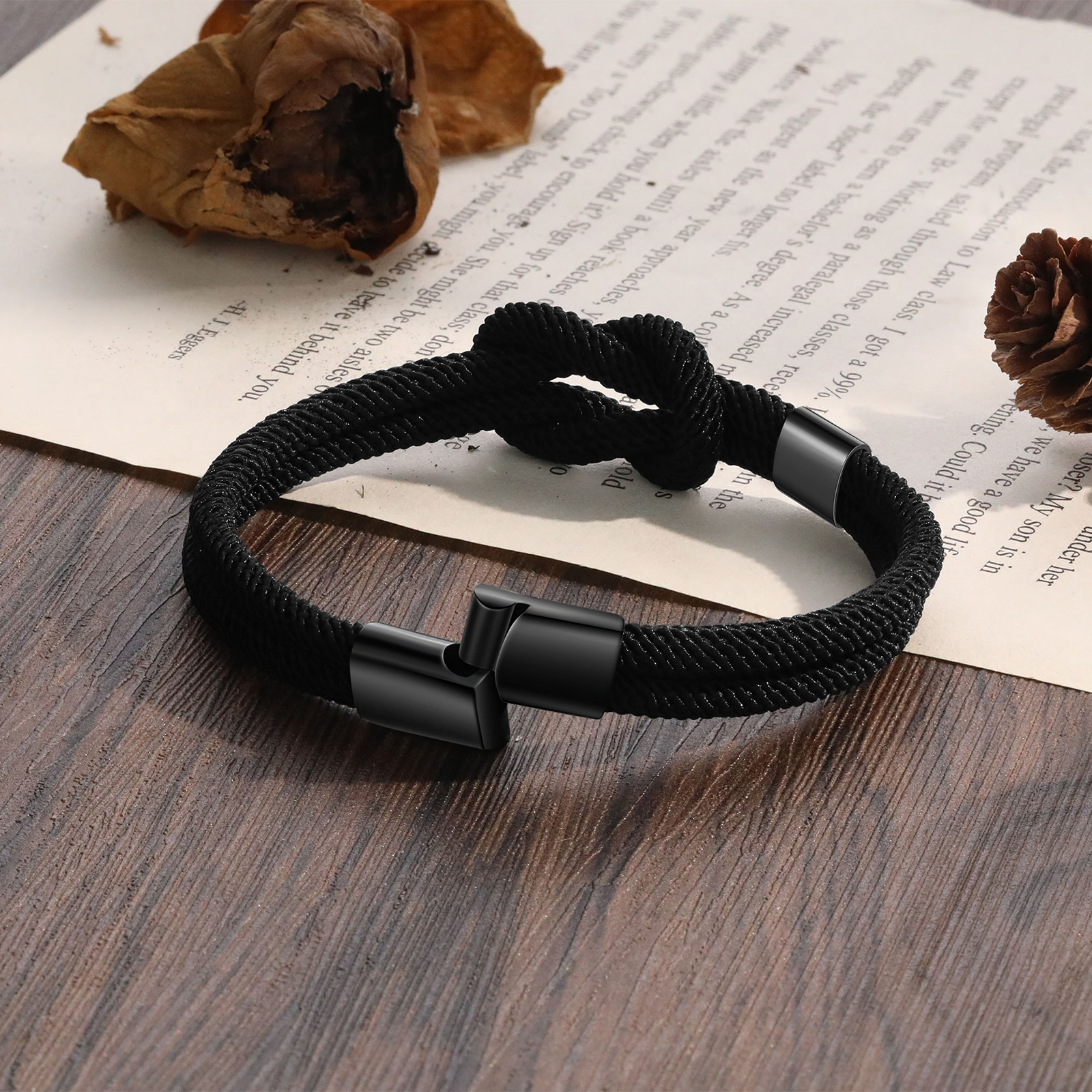 Personalisierte 1-4 Namen Herren Edelstahl & Leder Geflochtenes Armband – Perfektes Geschenk