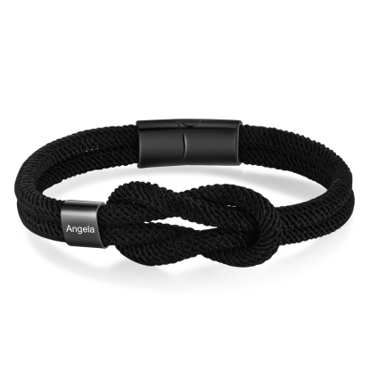 Personalisierte 1-4 Namen Herren Edelstahl & Leder Geflochtenes Armban