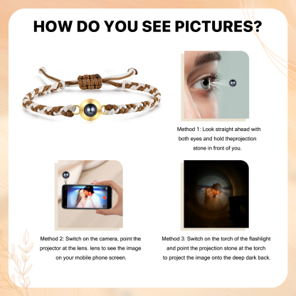 Personalisiertes 1 Foto Projektion Armband mit geflochtenem Band in Zwei Farben