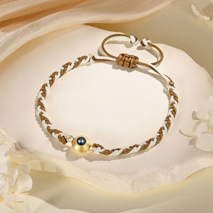 Personalisiertes 1 Foto Projektion Armband mit geflochtenem Band in Zwei Farben