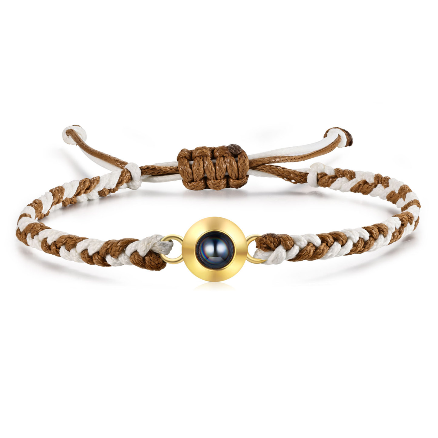 Personalisiertes 1 Foto Projektion Armband mit geflochtenem Band in Zwei Farben