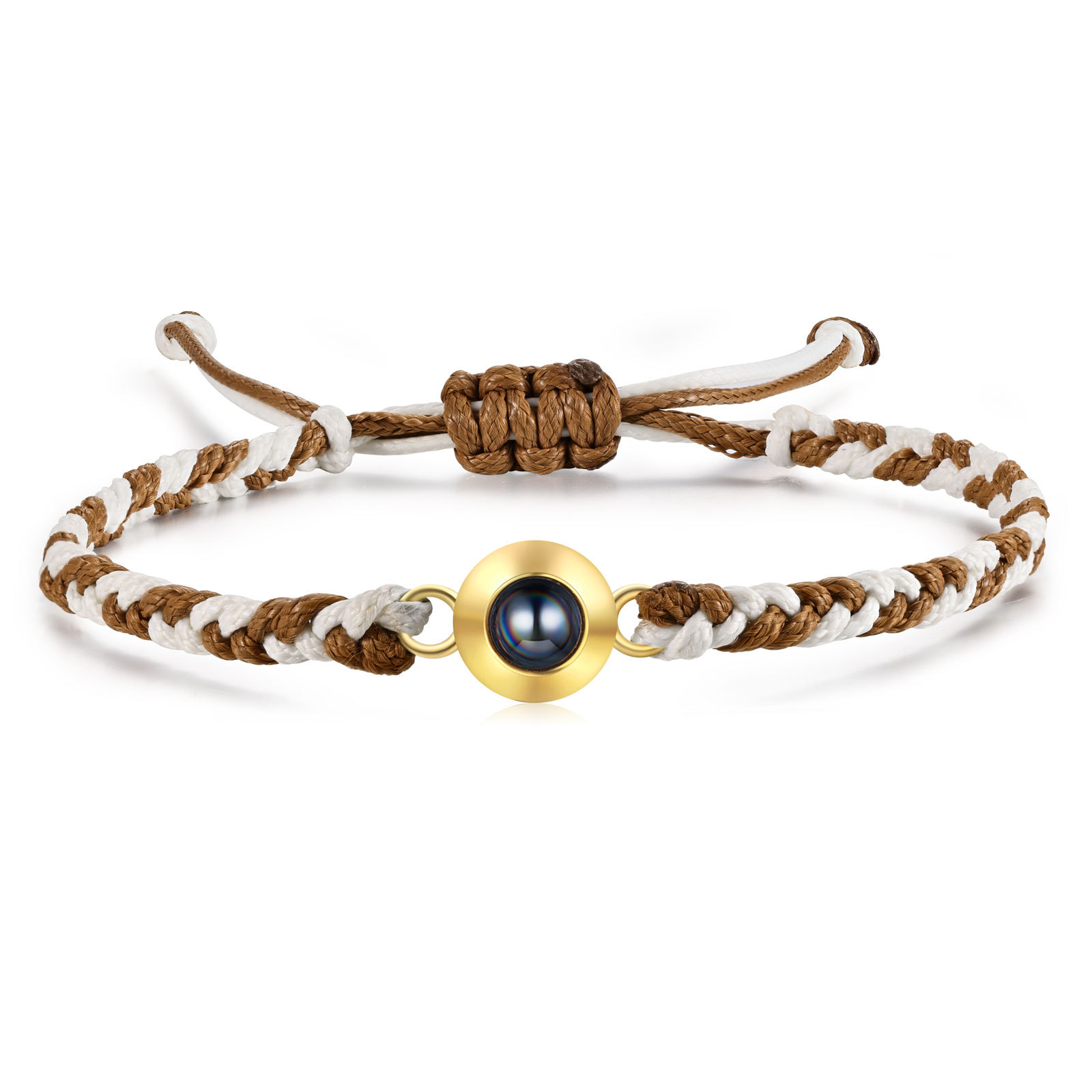 Personalisiertes 1 Foto Projektion Armband mit geflochtenem Band in Zwei Farben