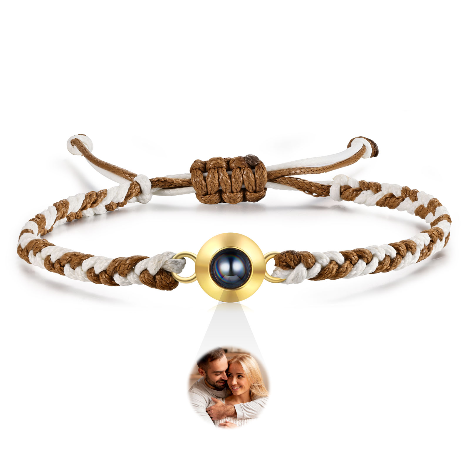 Personalisiertes 1 Foto Projektion Armband mit geflochtenem Band in Zwei Farben