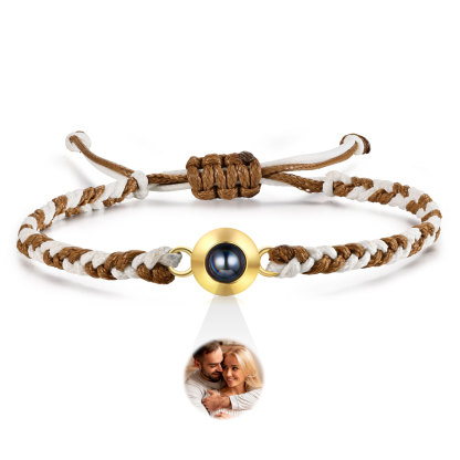 Personalisiertes 1 Foto Projektion Armband mit geflochtenem Band in Zwei Farben