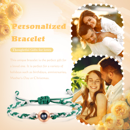 Personalisiertes 1 Foto Projektion Armband mit geflochtenem Band in Zwei Farben